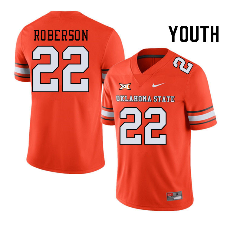 Youth #22 Jeff Roberson Oklahoma State Cowboys College Football Jerseys Stitched-Alternate Orange - Click Image to Close